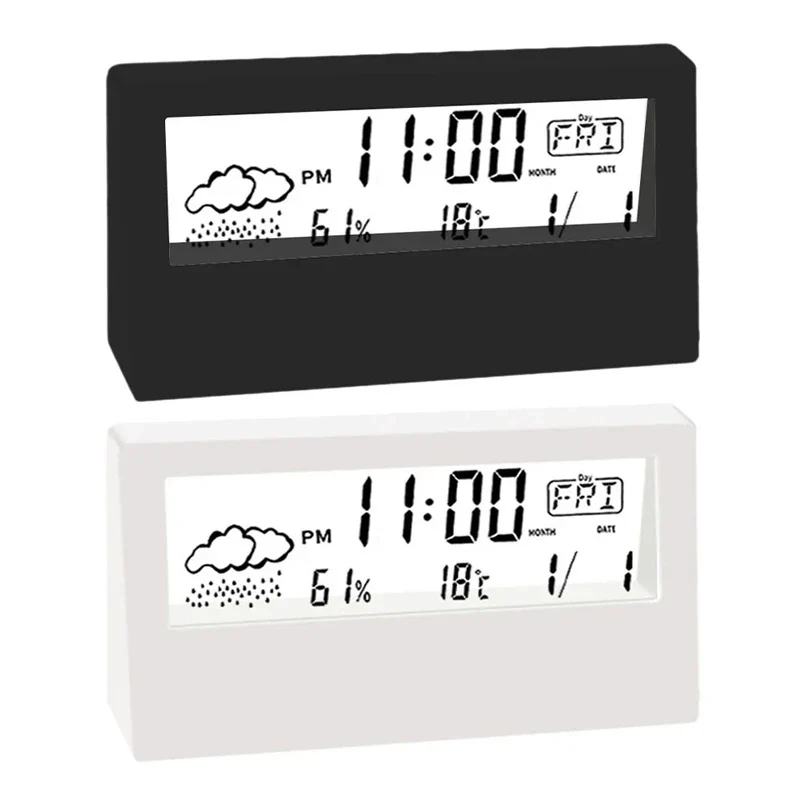 LED Thermometer Thermo-Hygrometer Multifunction Electronic Clock Temperature Humidity Meter Weather Station for Home With Alarm