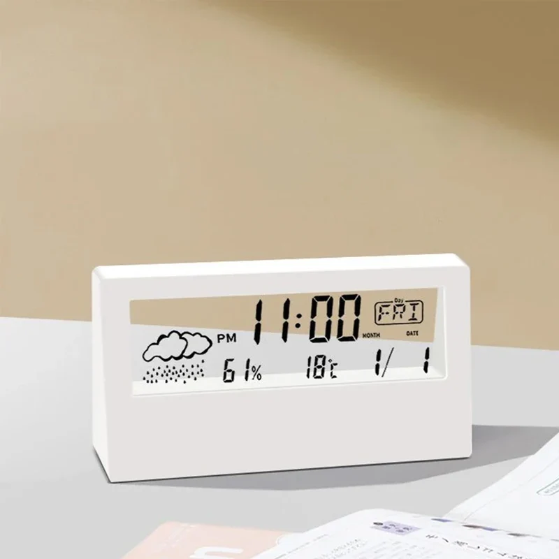 LED Thermometer Thermo-Hygrometer Multifunction Electronic Clock Temperature Humidity Meter Weather Station for Home With Alarm