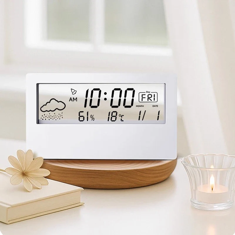 LED Thermometer Thermo-Hygrometer Multifunction Electronic Clock Temperature Humidity Meter Weather Station for Home With Alarm