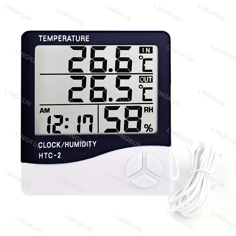 LED Thermometer Thermo-Hygrometer Multifunction Electronic Clock Temperature Humidity Meter Weather Station for Home With Alarm