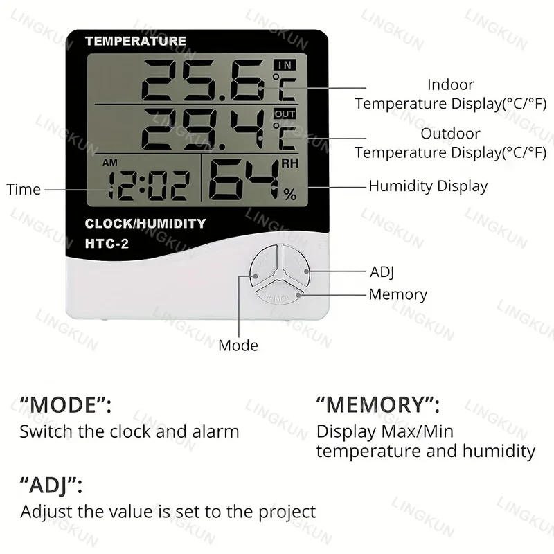 LED Thermometer Thermo-Hygrometer Multifunction Electronic Clock Temperature Humidity Meter Weather Station for Home With Alarm