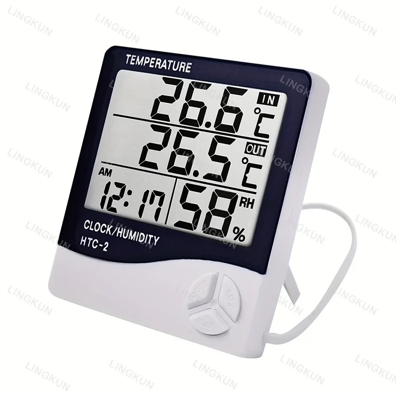 LED Thermometer Thermo-Hygrometer Multifunction Electronic Clock Temperature Humidity Meter Weather Station for Home With Alarm