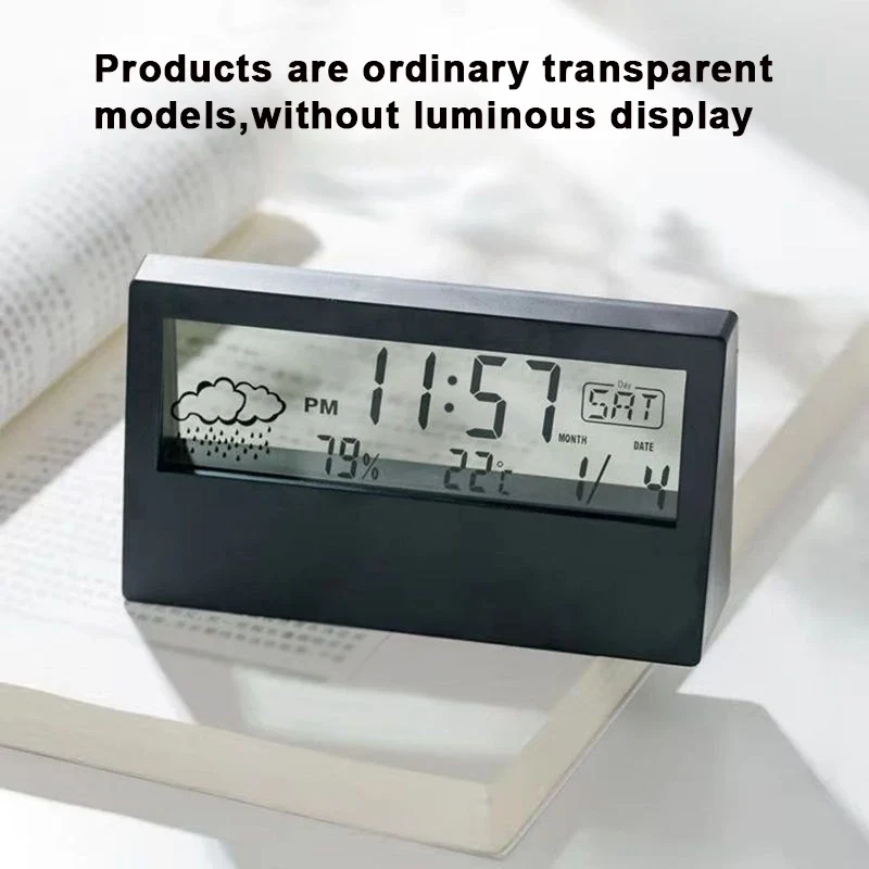 LED Thermometer Thermo-Hygrometer Multifunction Electronic Clock Temperature Humidity Meter Weather Station for Home With Alarm