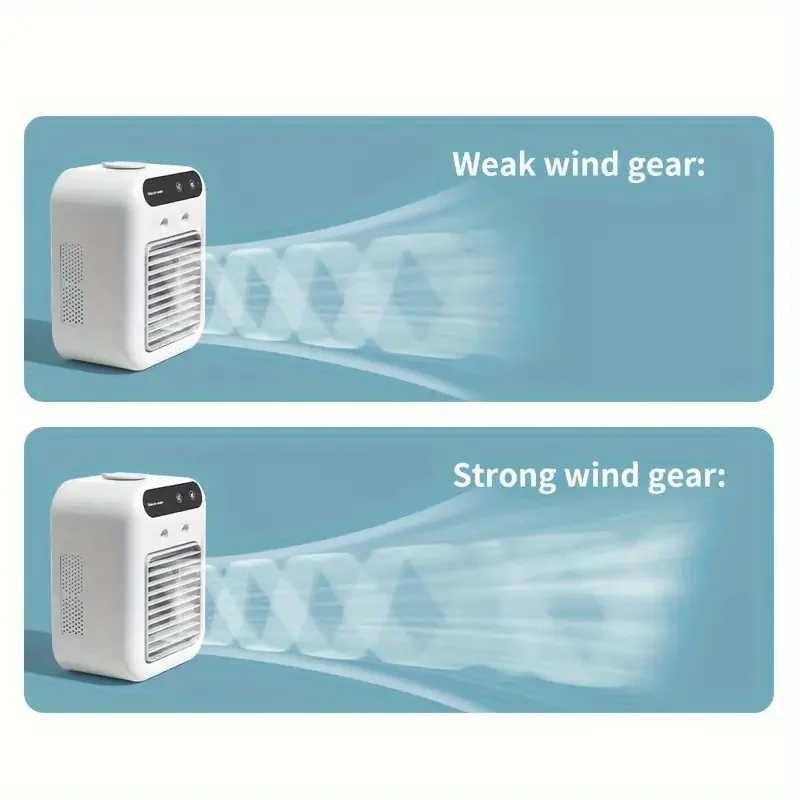 500ml water capacity air cooler fan, silent USB charging small fan, 9-blade high wind power