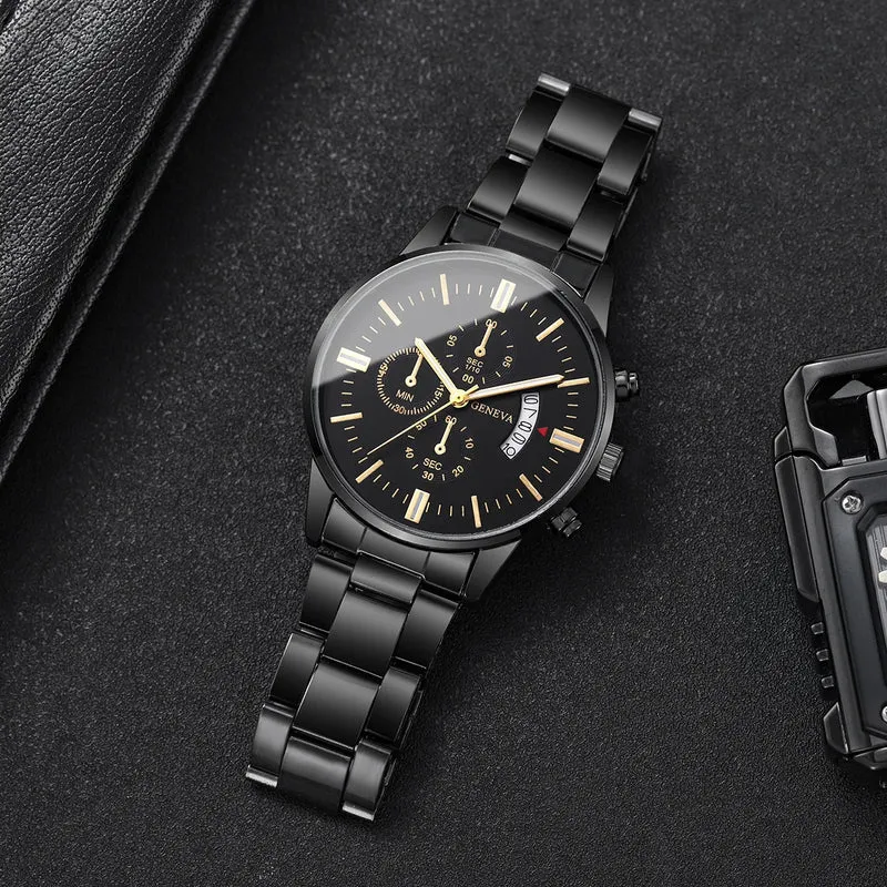 Luxury Stainless Steel Men Calendar Quartz Watch Fashion Mens Business Watches for Man Clock Reloj Hombre