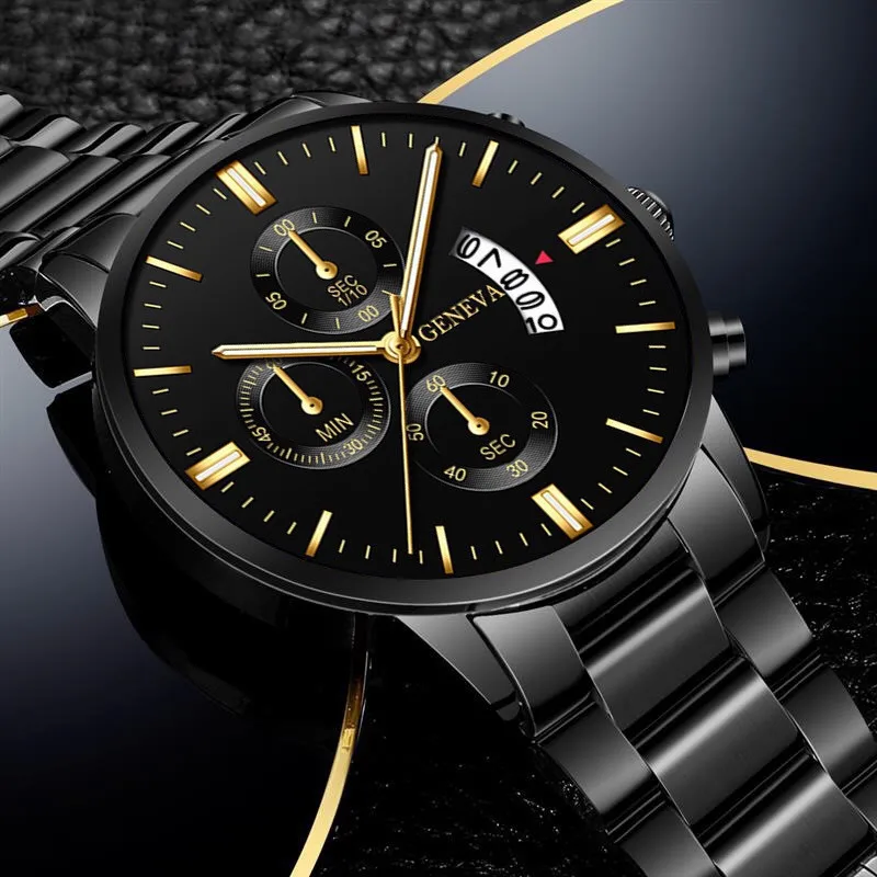 Luxury Stainless Steel Men Calendar Quartz Watch Fashion Mens Business Watches for Man Clock Reloj Hombre