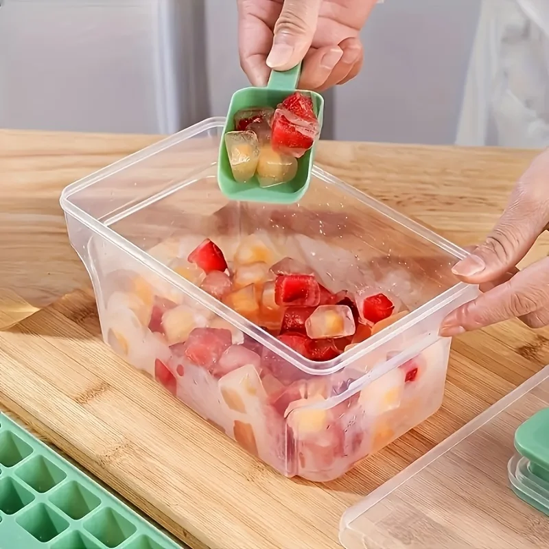 Ice Trays for Freezer with Lid & Bin, Ice Cube Tray Making 68 pcs Ice Cubes, Easy Press to Release Ice