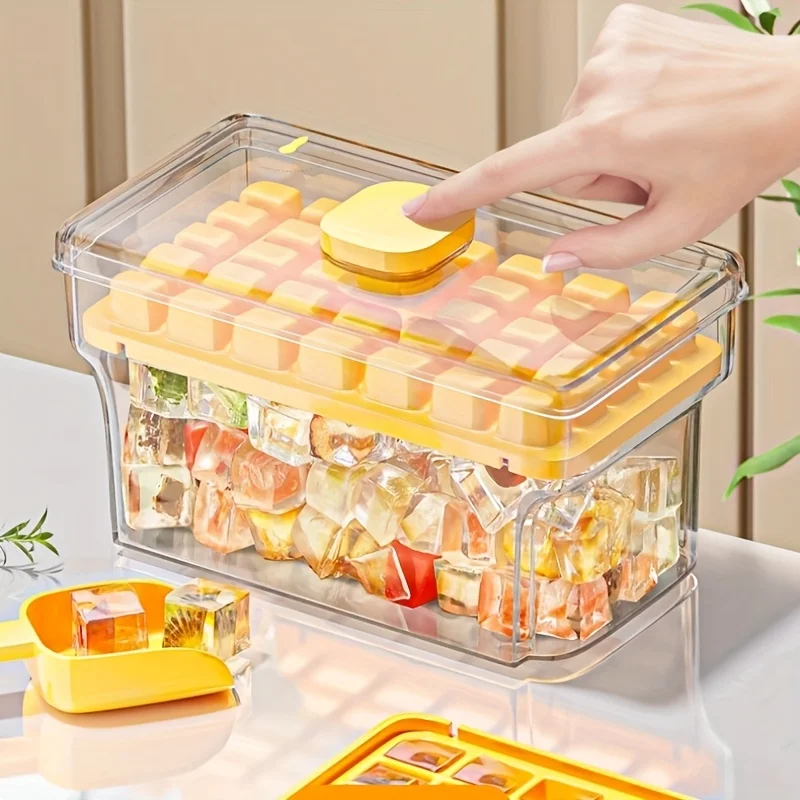 Ice Trays for Freezer with Lid & Bin, Ice Cube Tray Making 68 pcs Ice Cubes, Easy Press to Release Ice