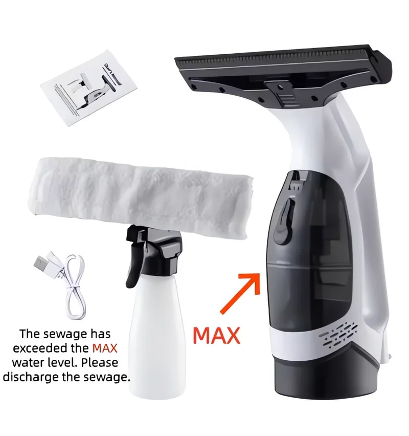 Multifunctional Electric Cordless Window Cleaner Machine White Cordless Rechargeable Automatic Portable Glass Cleaner Tools