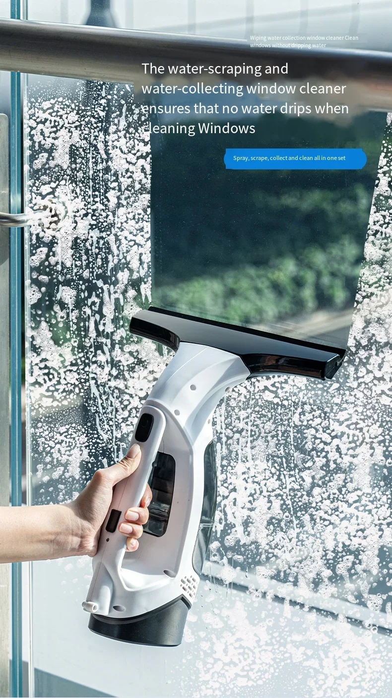 Multifunctional Electric Cordless Window Cleaner Machine White Cordless Rechargeable Automatic Portable Glass Cleaner Tools