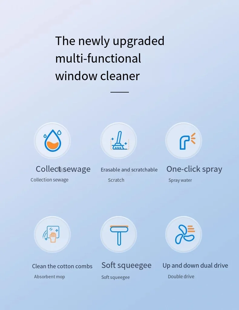 Multifunctional Electric Cordless Window Cleaner Machine White Cordless Rechargeable Automatic Portable Glass Cleaner Tools