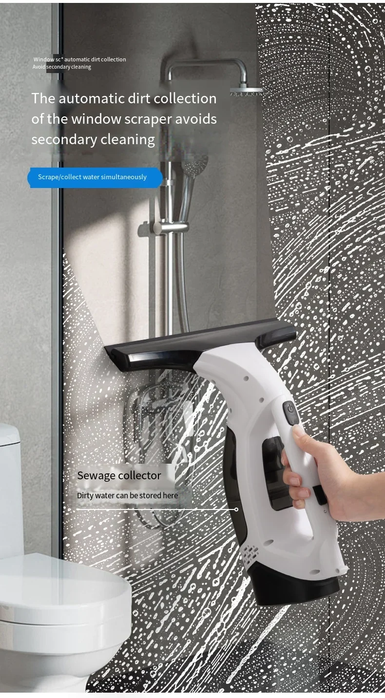 Multifunctional Electric Cordless Window Cleaner Machine White Cordless Rechargeable Automatic Portable Glass Cleaner Tools