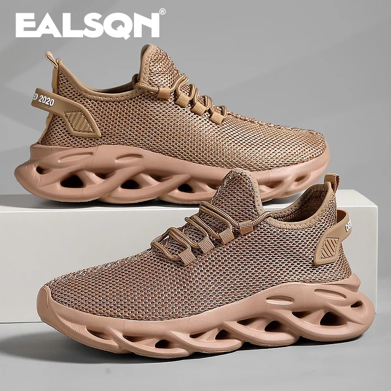 Men Sports Running Black Jogging Shoes Casual Sneakers Brown Outdoor Breathable Mesh Women Light Shock-absorption Black Tennis