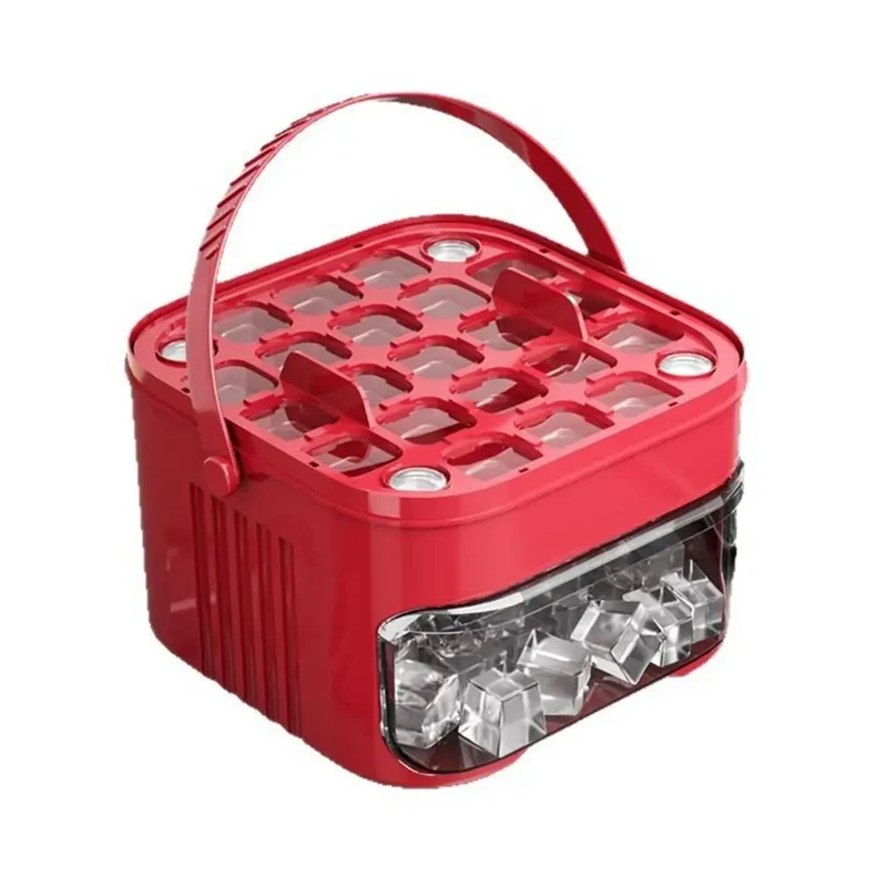 50-Cube Ice Maker with Easy Press Cap Double Layer Ice Cube Maker Refrigerator Household Ice Storage Ice Box
