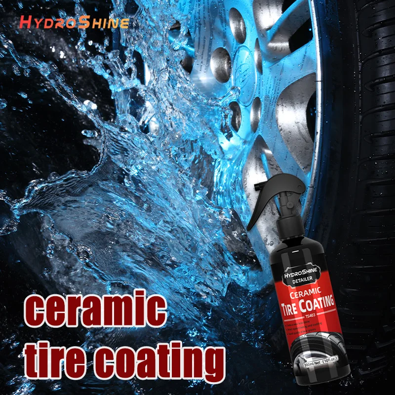 Hydroshine Ceramic Tire Coating Shine Spray Tyre Gloss Plastic Rubber Wheel Restorer Long Lasting Hydrophobic Cleaner Seal Wax