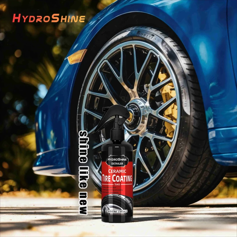 Hydroshine Ceramic Tire Coating Shine Spray Tyre Gloss Plastic Rubber Wheel Restorer Long Lasting Hydrophobic Cleaner Seal Wax