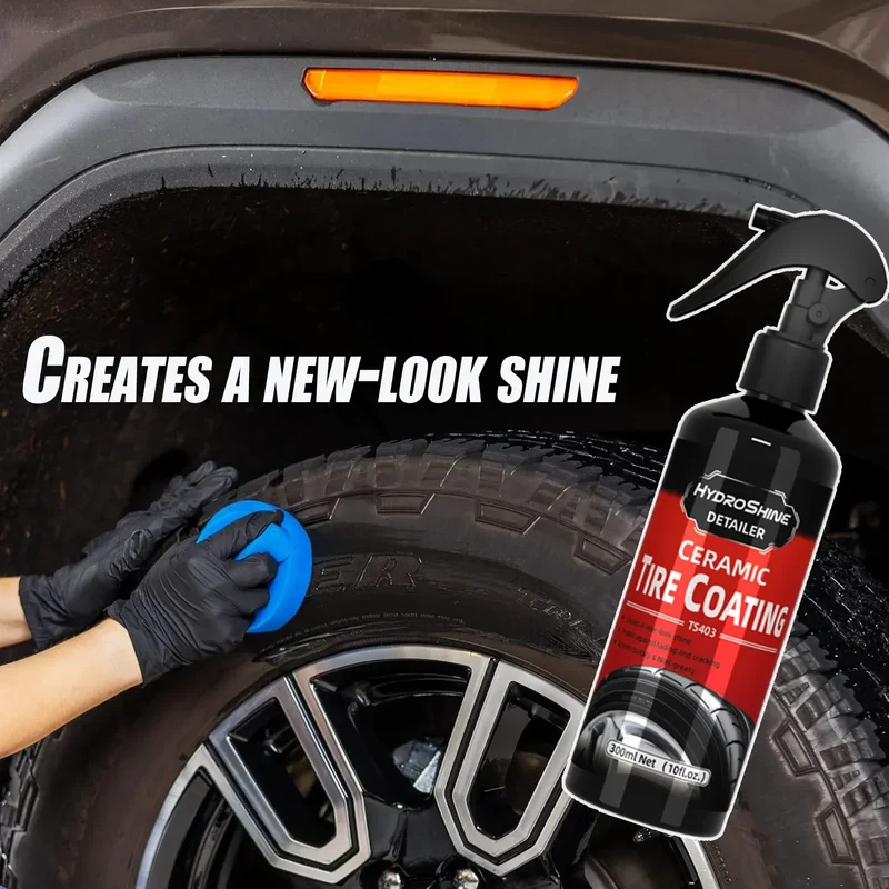 Hydroshine Ceramic Tire Coating Shine Spray Tyre Gloss Plastic Rubber Wheel Restorer Long Lasting Hydrophobic Cleaner Seal Wax