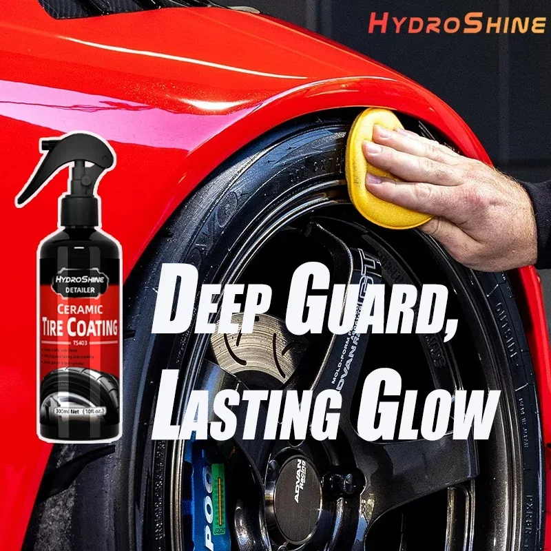Hydroshine Ceramic Tire Coating Shine Spray Tyre Gloss Plastic Rubber Wheel Restorer Long Lasting Hydrophobic Cleaner Seal Wax