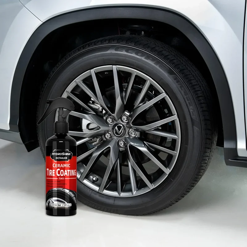 Hydroshine Ceramic Tire Coating Shine Spray Tyre Gloss Plastic Rubber Wheel Restorer Long Lasting Hydrophobic Cleaner Seal Wax