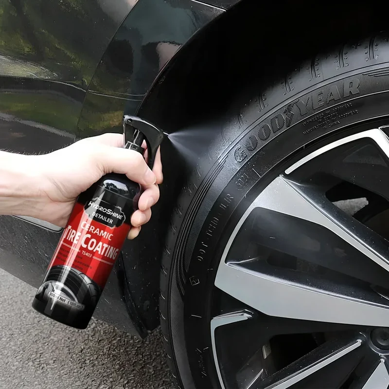 Hydroshine Ceramic Tire Coating Shine Spray Tyre Gloss Plastic Rubber Wheel Restorer Long Lasting Hydrophobic Cleaner Seal Wax