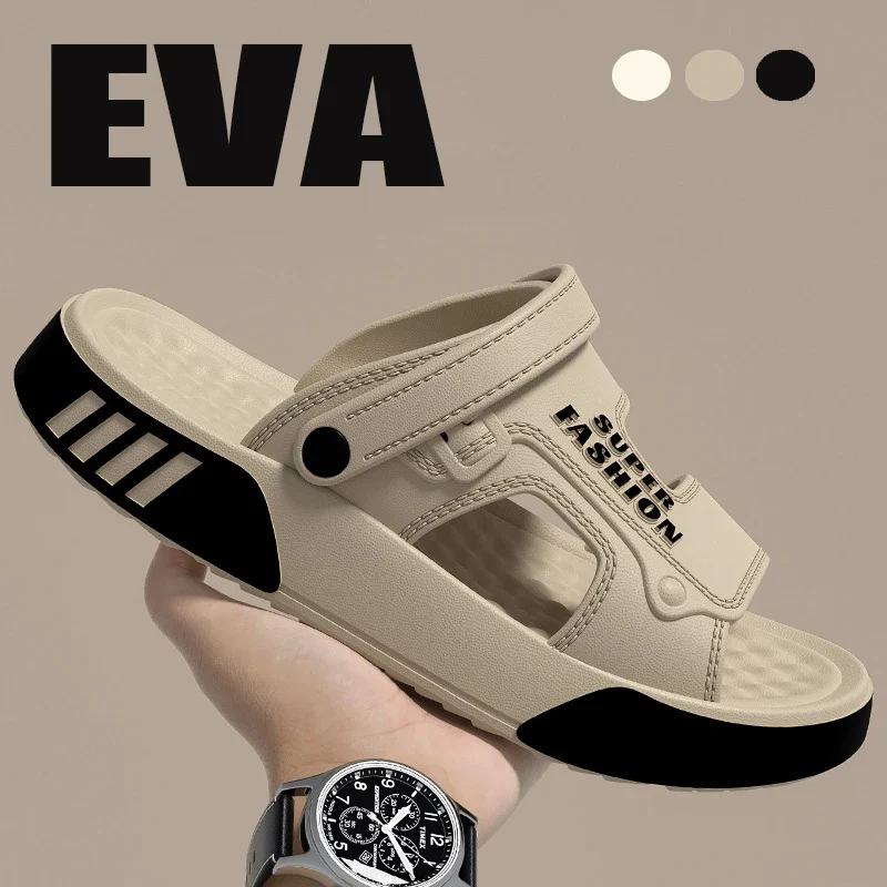 Men Slippers Summer EVA Soft-soled Platform Slides Sandals Indoor Outdoor Walking Beach Shoes Flip Flops Mens Home Shoes