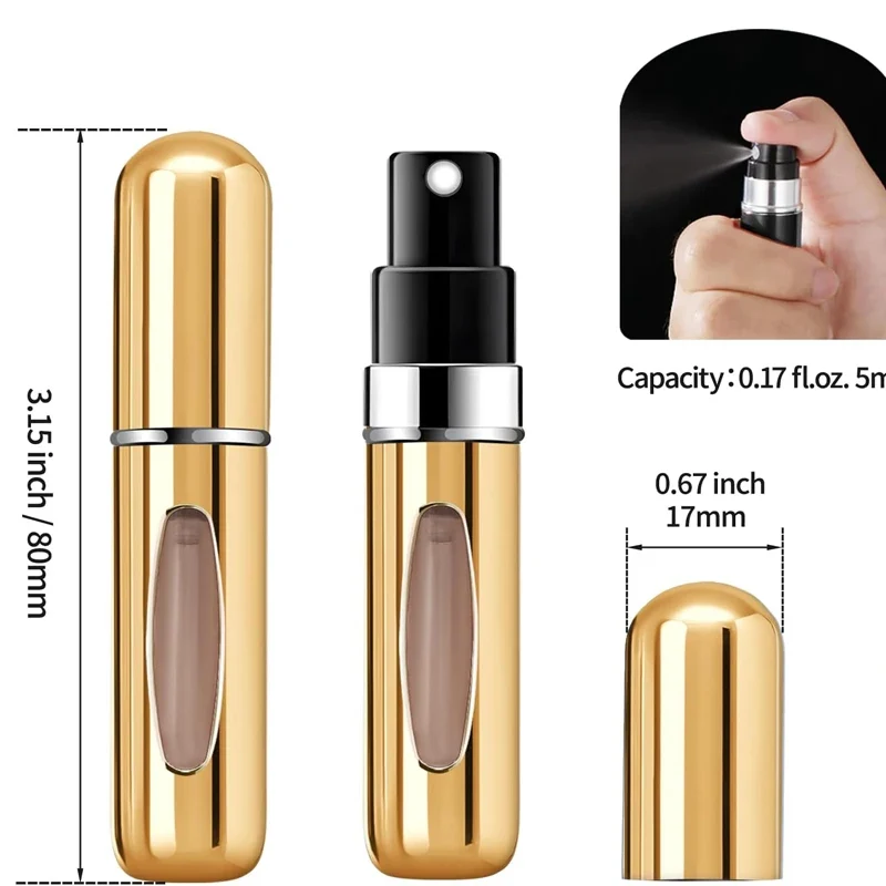 1/4Pcs 5ml Perfume Atomizer Portable Liquid Container for Cosmetics Traveling Mini Aluminum Spray Empty Refillable Bottle