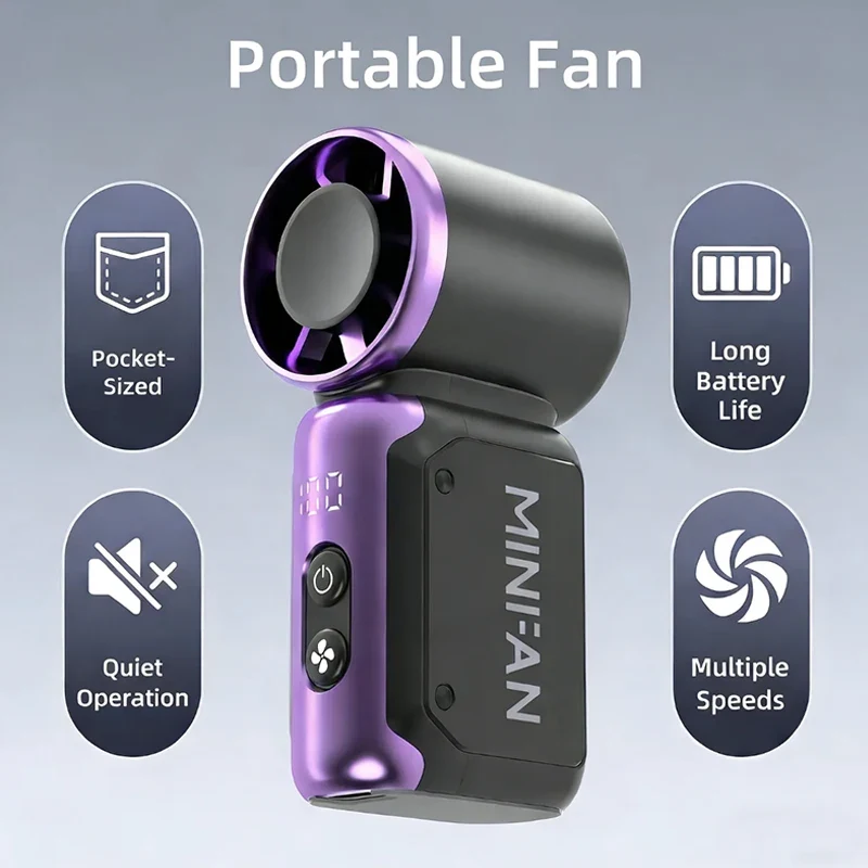 Mini handheld fan, portable small electric fan, USB charging portable pocket fan, suitable for outdoor, travel, and office use