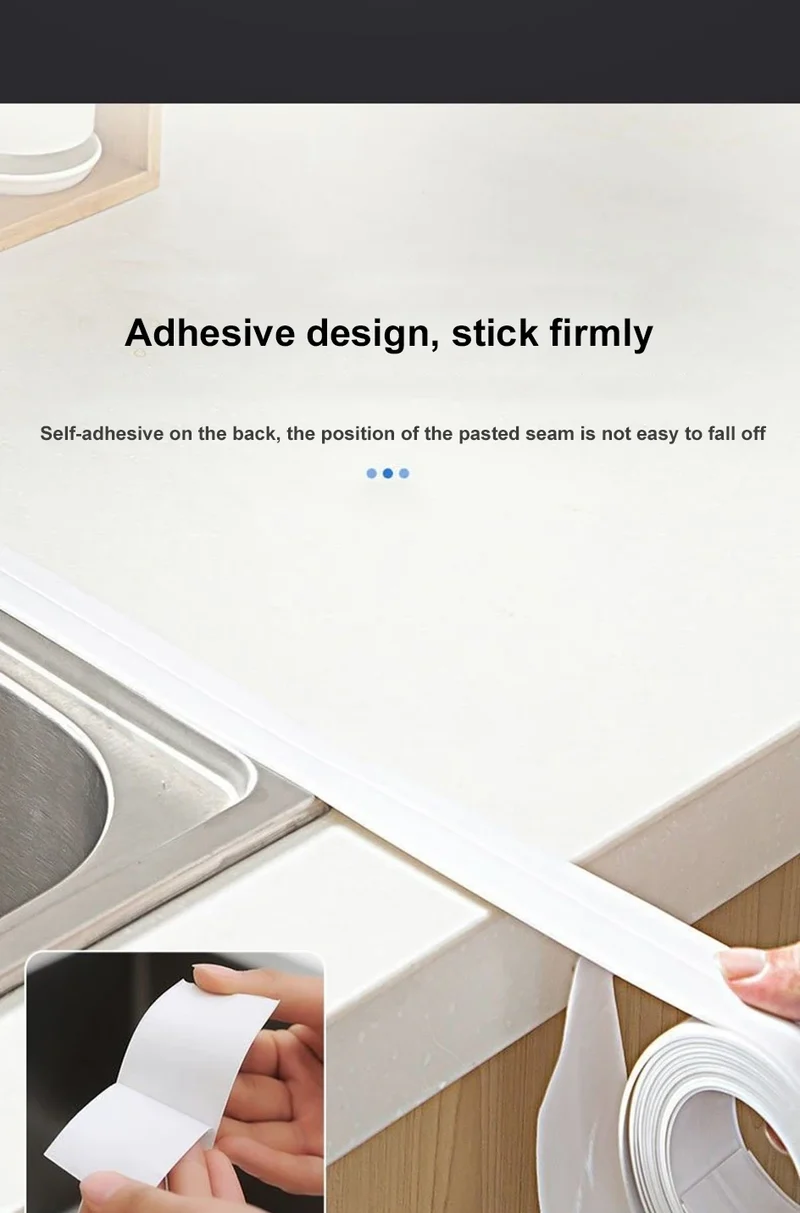 3.2M Bath Caulk Tape Self Adhesive PVC Oil-Proof Kitchen Sink Edge Corner Wall Sticker Waterproof Toilet Sealing Strip Tape