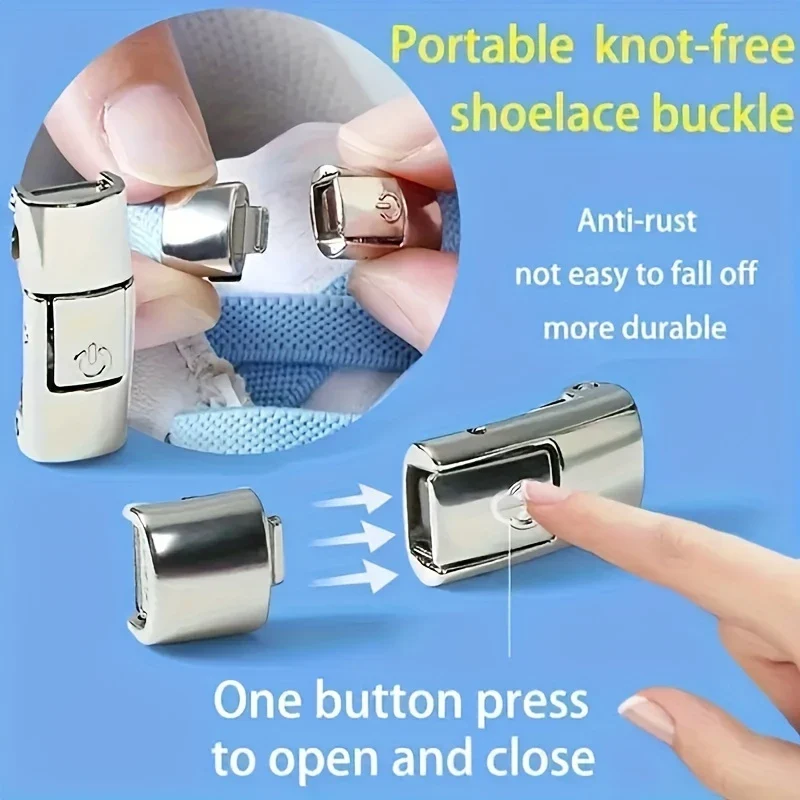 10PCS Shoelaces Buckle Lock Metal Quick-Release No-Tie Shoe Laces Stylish Press-On Buckle Locks- Hassle-Free, Adjustable Fit
