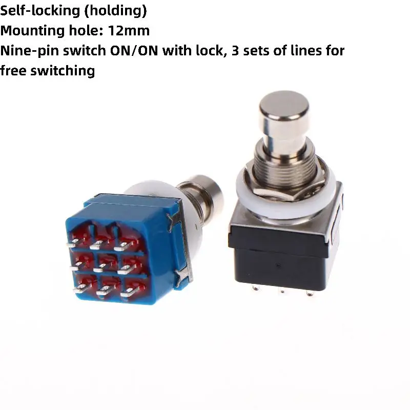 Stomp Foot Box Guitar Effects Pedal Switch, 1/3Pcs 9 Pin 3PDT Latching Switch Direct Conversion Button, True Bypass