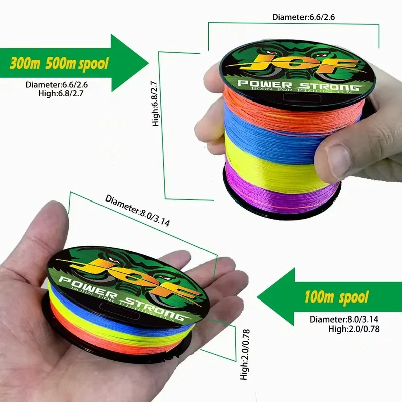 JOF 4 Strands Fishing Line 300/100M Braided PE Fishing Strong Fishing Line Multifilament Durable Fishing Line Tool