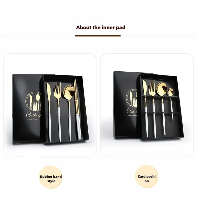 2PC/4PC Cutlery Set Stainless Steel Glossy Titanium Black Gold Cutlery Knife Fork Spoon Tea Spoon Set Kitchen Accessories