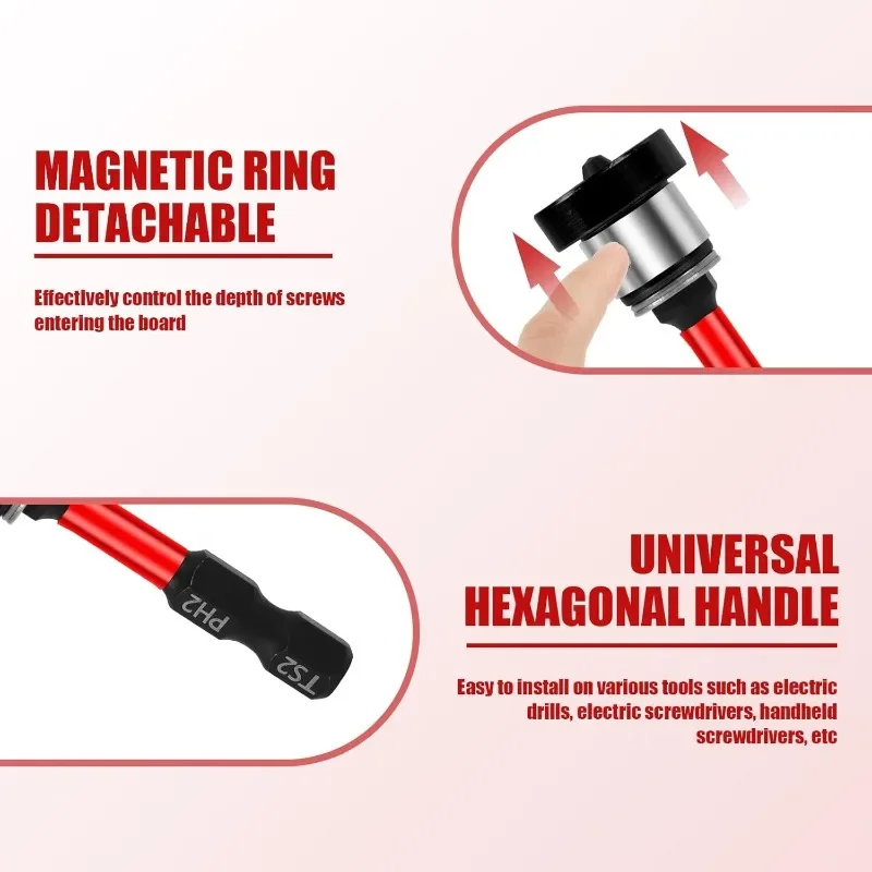 Magnetic Positioning Screwdriver Bits S2 Drywall Screw for Plasterboard Gypsum Board Locating Bit Batch Head Drilling Tools