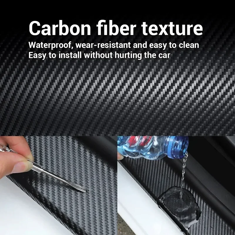 1-5m Nano Carbon Fiber Car Tape Sticker Door Mirror Paste Protector Strip DIY Protection Protective Film Waterproof Adhesive