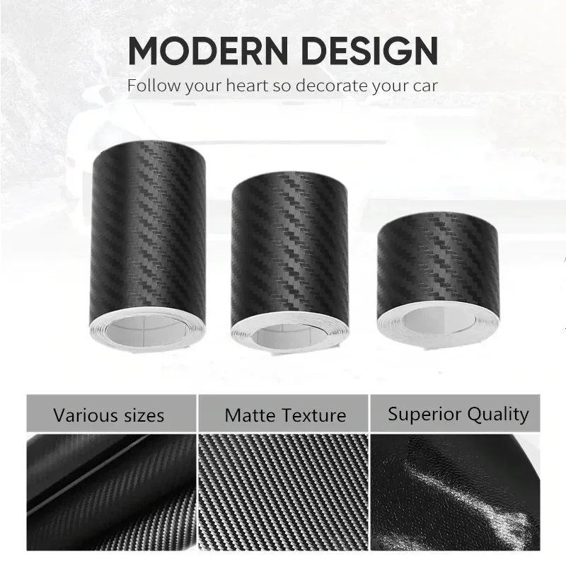 1-5m Nano Carbon Fiber Car Tape Sticker Door Mirror Paste Protector Strip DIY Protection Protective Film Waterproof Adhesive
