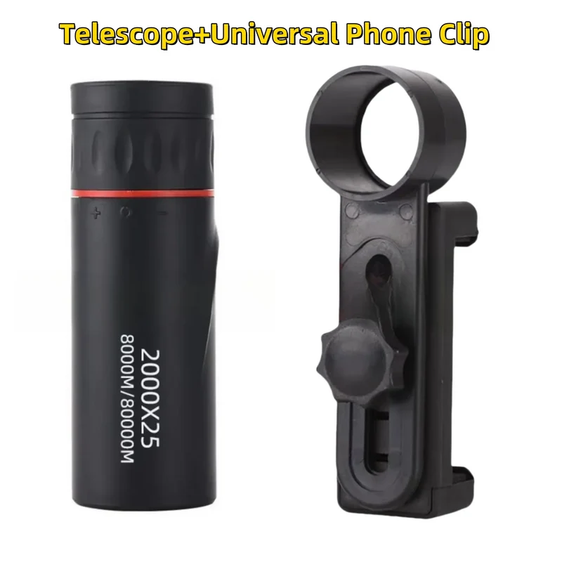 2000x25 HD Monocular Telescope Mini Portable Mobile Phone Telescope with Holder Outdoor Camping Hunting Birdwatching Telescopes
