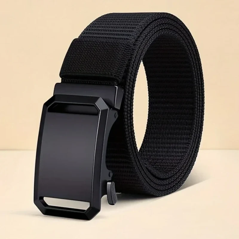 New Automatic Buckle Belt, Canvas Tactical Workwear Casual Outdoor Military Training Pants Belt For Men