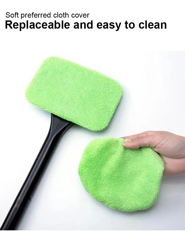 Car Window Cleaner Brush Kit Windshield Cleaning Wash Tool Inside Interior Auto Glass Wiper with Long Handle Car Accessories