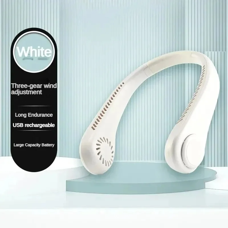 8000mAh USB Hanging Neck Fan Portable Bladeless Mini Rechargeable Mute LED Digital Display Electric Air Cooler Handheld