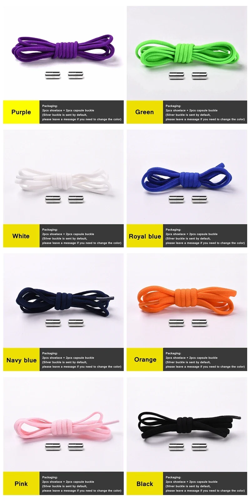 Semicircle No Tie Shoelaces Elastic Shoe laces Sneakers shoelace Metal Lock Lazy Laces for Kids and Adult One size fits all shoe