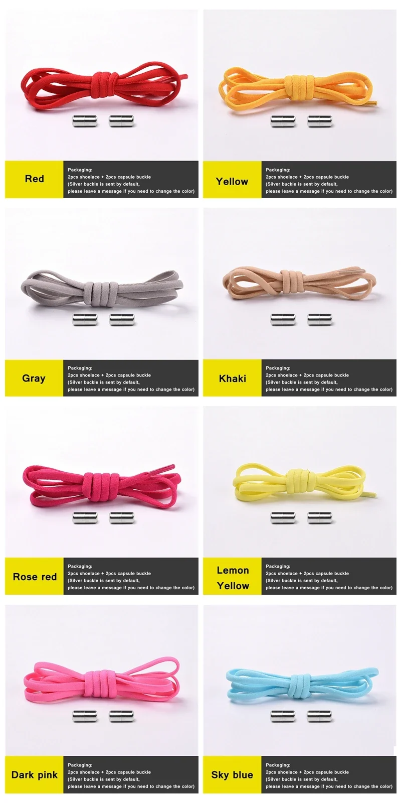 Semicircle No Tie Shoelaces Elastic Shoe laces Sneakers shoelace Metal Lock Lazy Laces for Kids and Adult One size fits all shoe