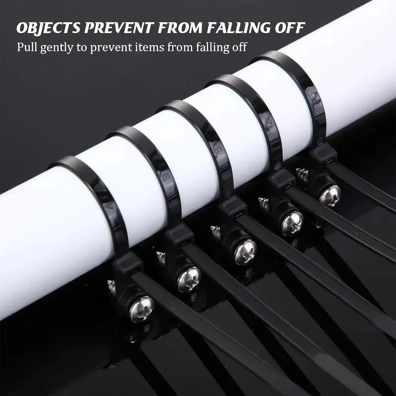 500/100PCS Screw Hole Cable Ties Reusable Fixed Nylon Cable Ties Self-locking Cord Ties Straps Fastening Loop Office Organizer