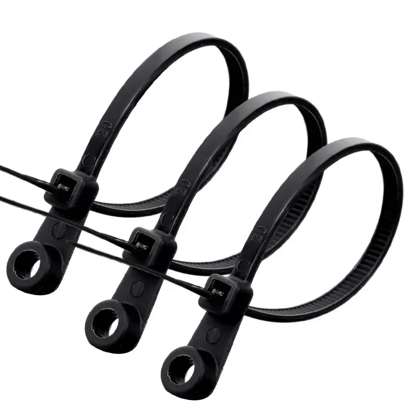500/100PCS Screw Hole Cable Ties Reusable Fixed Nylon Cable Ties Self-locking Cord Ties Straps Fastening Loop Office Organizer