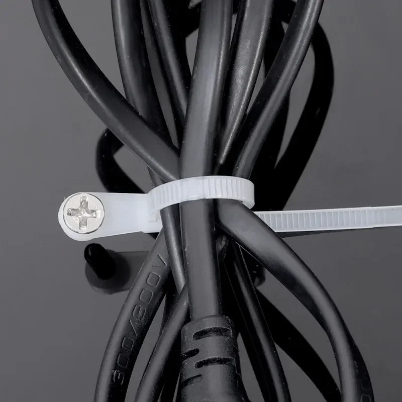 500/100PCS Screw Hole Cable Ties Reusable Fixed Nylon Cable Ties Self-locking Cord Ties Straps Fastening Loop Office Organizer