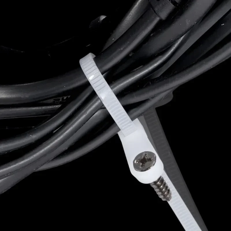 500/100PCS Screw Hole Cable Ties Reusable Fixed Nylon Cable Ties Self-locking Cord Ties Straps Fastening Loop Office Organizer