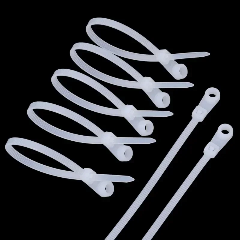 500/100PCS Screw Hole Cable Ties Reusable Fixed Nylon Cable Ties Self-locking Cord Ties Straps Fastening Loop Office Organizer