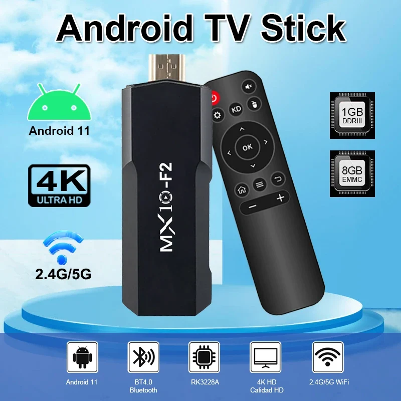 Fire TV Sticks MX10 F2 1gb 8gb 1 unit android 2024 stb tv box android 4k eu android tv stick