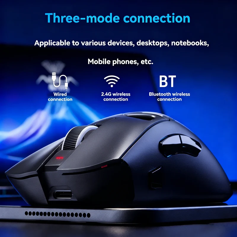AULA SC620 Wireless Gaming Mouse, Lightweight Design, Multiple Lighting Effects, Customizable Fire Button, Optical Movement Dete