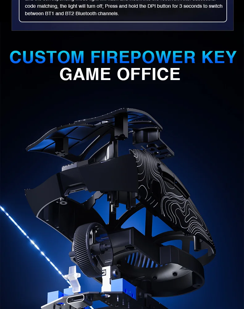 AULA SC620 Wireless Gaming Mouse, Lightweight Design, Multiple Lighting Effects, Customizable Fire Button, Optical Movement Dete