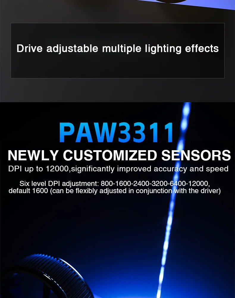 AULA SC620 Wireless Gaming Mouse, Lightweight Design, Multiple Lighting Effects, Customizable Fire Button, Optical Movement Dete